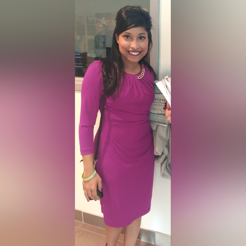 Tahari Vibrant Purple Long Sleeve Dress